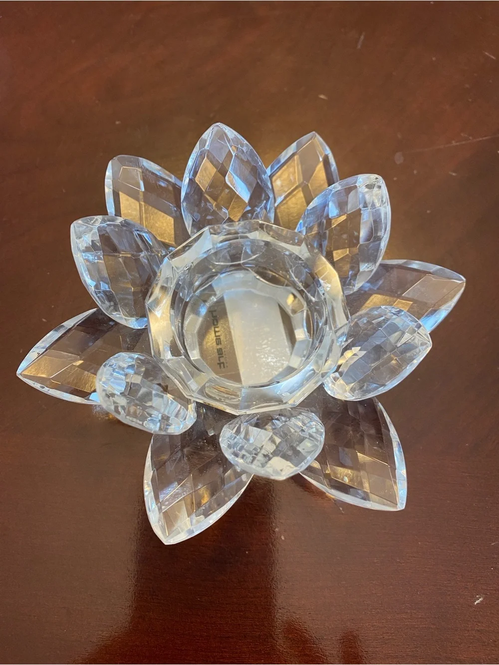 NIB Crystal Lotus Tea Light/Candle Holders - Clear (Set of 2)